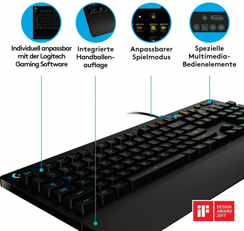 Logitech G213 Prodigy Gaming-Tastatur, RGB, G-Tasten, QWERTZ, DE-Layout. NV2
