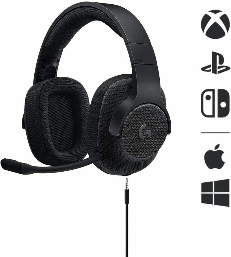 Logitech G433 Gaming-Headset, 7.1 Surround Sound, DTS, OHNE ZUBEHÖR! SCHWARZ