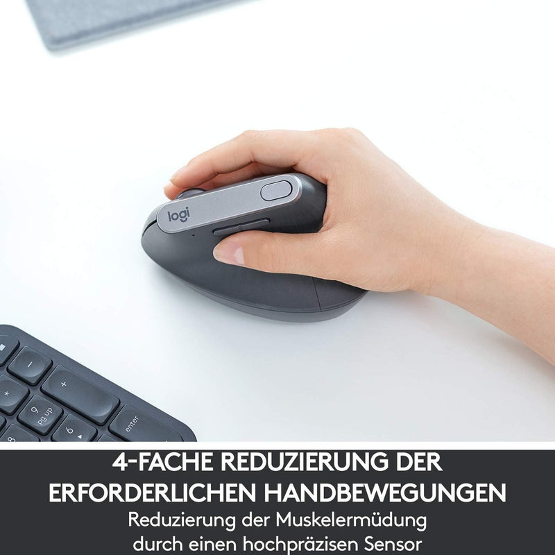 Logitech MX Vertical, Ergonomische Kabellose Maus, Akku, Bluetooth, Unifying