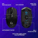 Logitech G305 LIGHTSPEED kabellose Gaming-Maus, HERO 12K DPI Sensor 6 Tasten