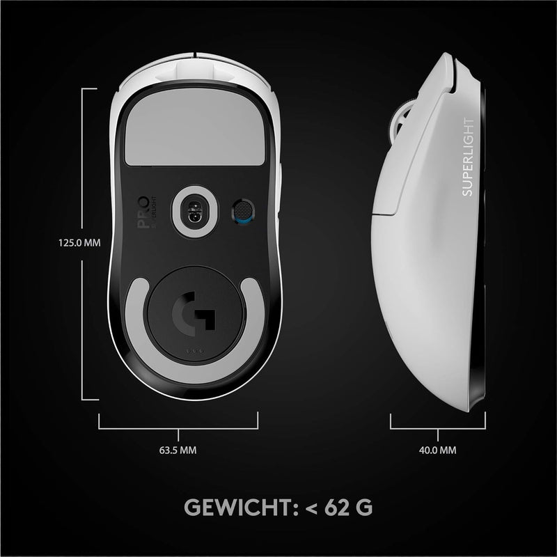 Logitech G PRO X SUPERLIGHT kabellose Gaming-Maus mit HERO 25K, E-Sport, weiß