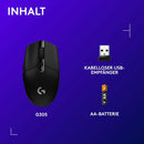 Logitech G305 LIGHTSPEED kabellose Gaming-Maus, HERO 12K DPI Sensor, 6 Tasten