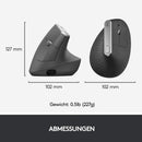 Logitech MX Vertical, Ergonomische Kabellose Maus, Akku, Bluetooth, Unifying