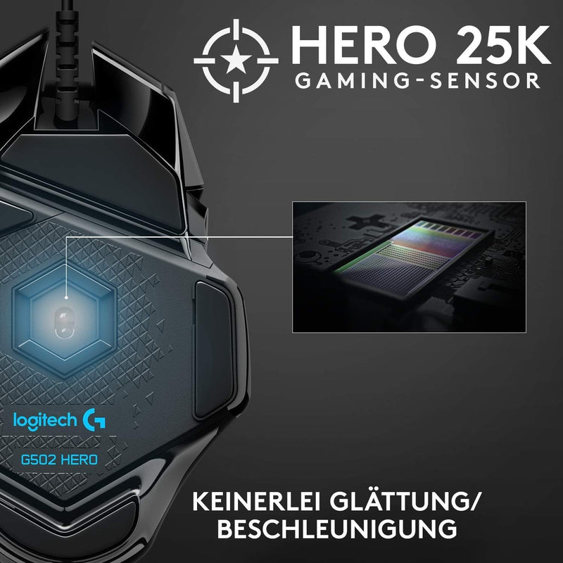 Logitech G502 HERO Gaming Maus 25K DPI, RGB, USB, 150 Mio-Klick Switches neu,