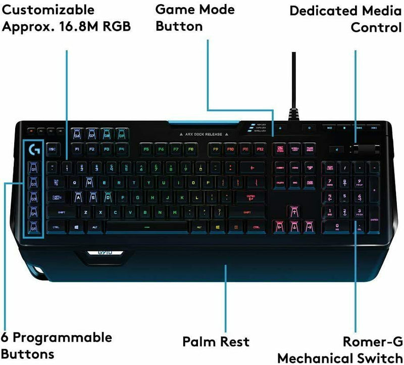 Logitech G910 Orion Spectrum Mechanische Gaming-Tastatur, RGB, QWERTZ, DE-Layout, V1