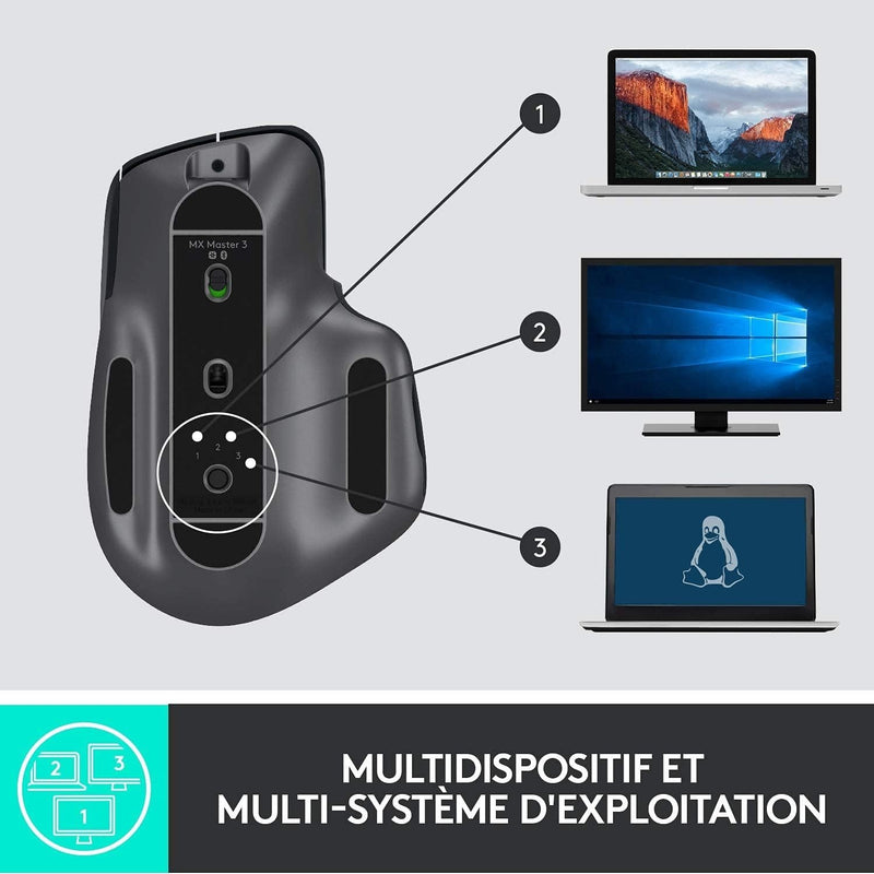 Logitech MX Master 3, Kabellose Maus, Bluetooth, 4000 DPI Graphit/Schwarz