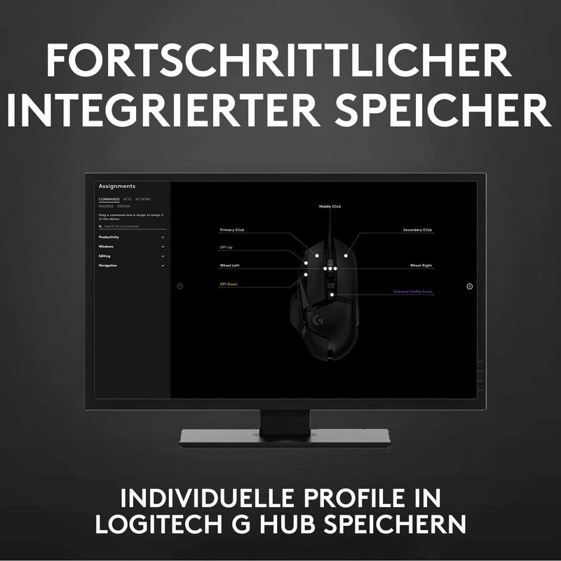 Logitech G502 HERO High-Performance Gaming Maus 16000 DPI, 11 progr. Tasten. NV2