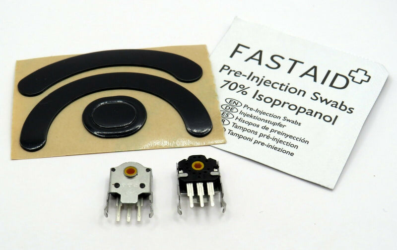 2x Rad-Sensor "gelb" + Füße, Gleiter für Logitech G603, G703 & G403 Gaming-Maus