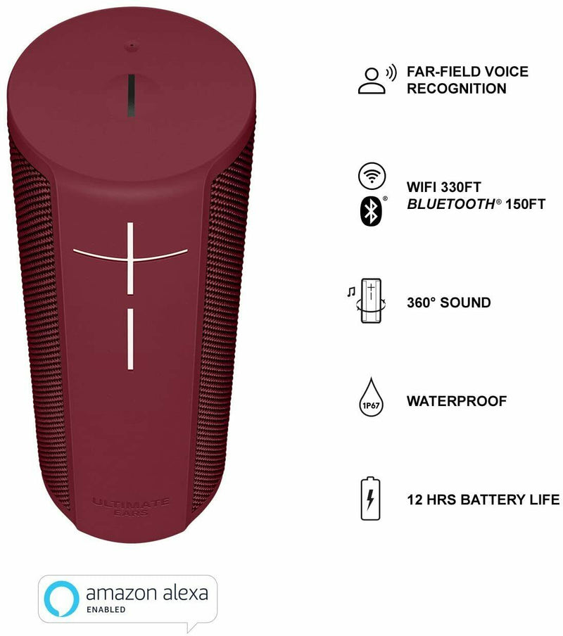 Ultimate Ears Blast Bluetooth-Lautsprecher, Alexa, Wasserdicht, rot. NV