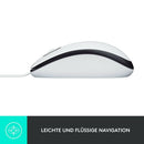 Logitech M100 Kabelgebundene Maus, 1000 DPI Sensor, USB-Anschluss, 3 Tasten weiß
