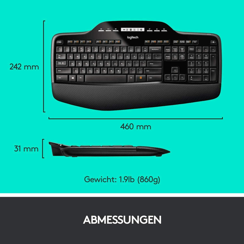 Logitech MK710 Kabelloses Tastatur ohne Maus PC/Laptop, QWERTZ DE-Layout. NV3