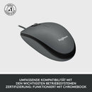 Logitech M100 Kabelgebundene Maus, 1000 DPI Sensor, USB-Anschluss, 3 Tasten grau