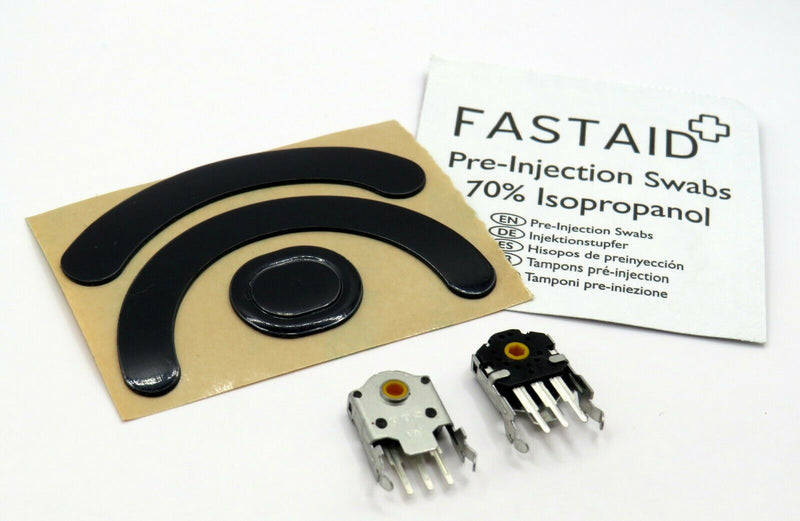 2x Rad-Sensor "gelb" + Füße, Gleiter für Logitech G603, G703 & G403 Gaming-Maus