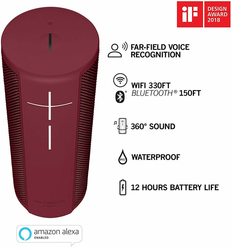 Ultimate Ears Blast Bluetooth-Lautsprecher, Alexa, Wasserdicht, rot. NV
