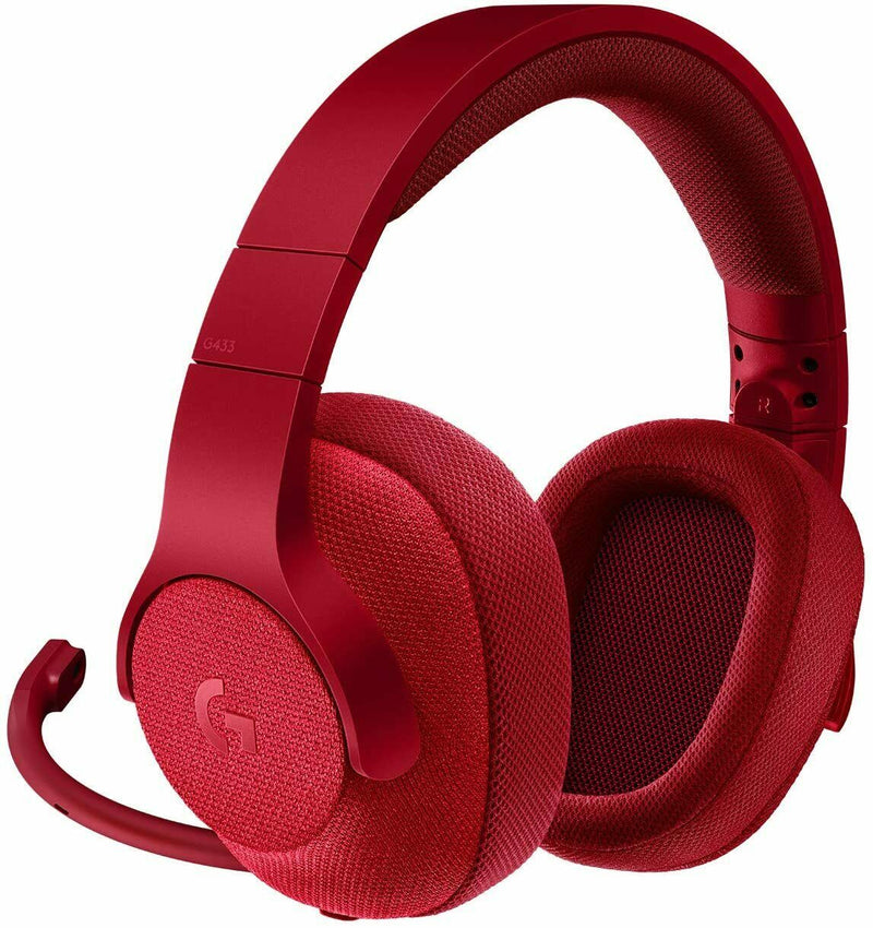 Logitech G433 Gaming-Headset, 7.1 Surround Sound, DTS, 3.5mm Klinke rot