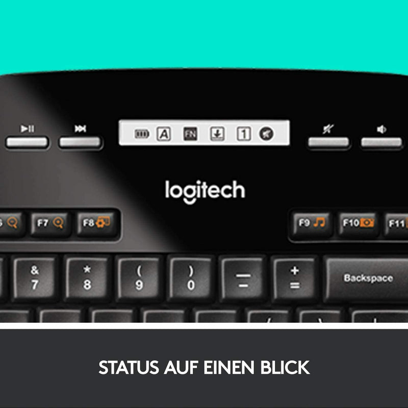 Logitech MK710 Kabelloses Tastatur-Maus-Set, PC/Laptop, QWERTZ DE-Layout. Top