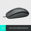 Logitech M100 Kabelgebundene Maus, 1000 DPI Sensor, USB-Anschluss, 3 Tasten grau