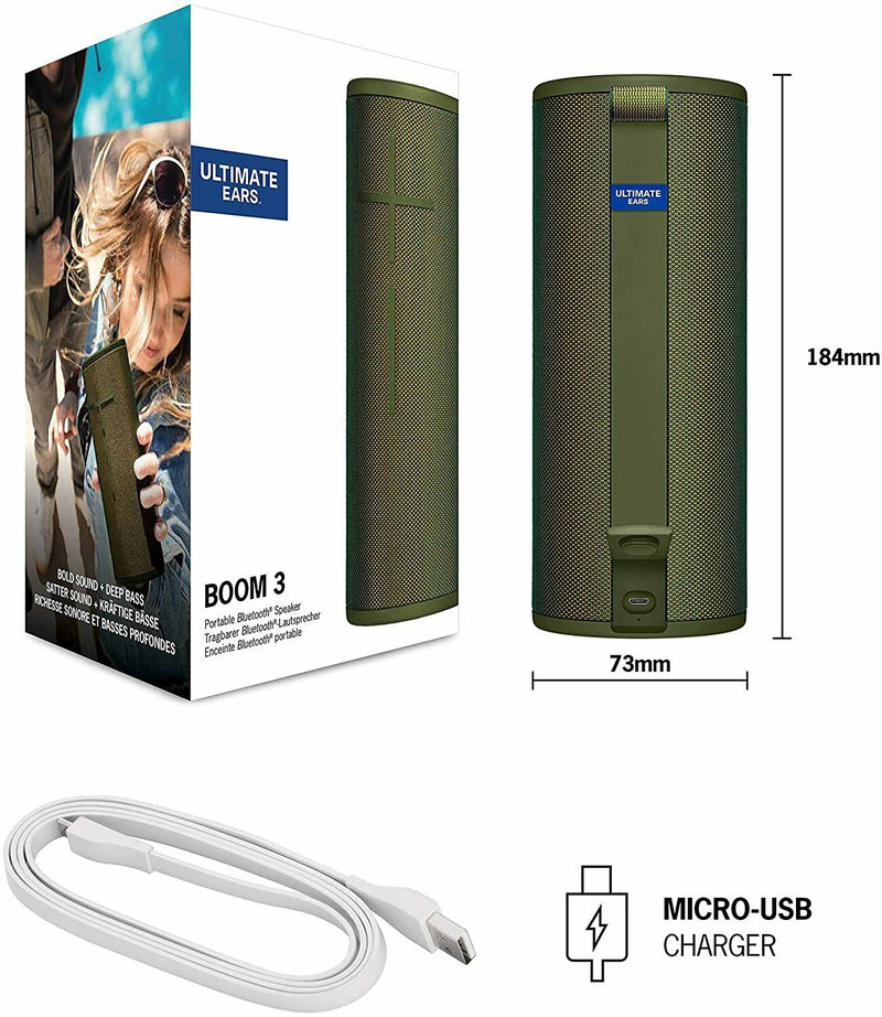 Logitech UE Boom 3 Tragbarer Bluetooth-Lautsprecher, Wasserdicht, green/grün NV2